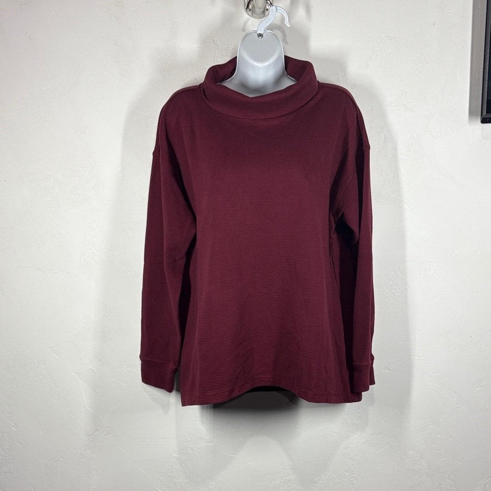 Lands’ End Women's Burgundy Turtleneck Top size xl
